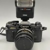 Canon AE-1 filmikamera + Osram salama