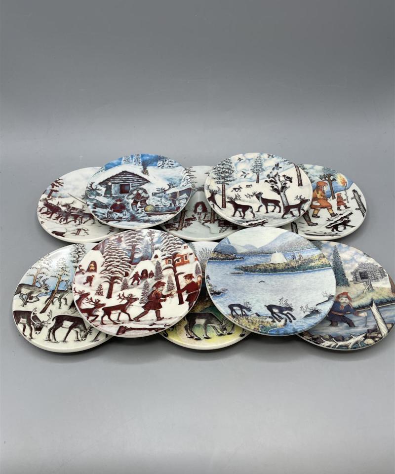 Arabia Lappi seinälautaset 10-osaa (10-19), Alariesto