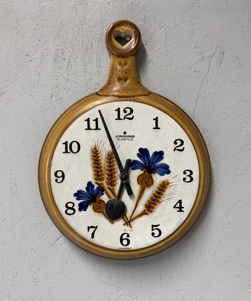 Junghans vintage keittiönkello keraaminen kukkakuvio