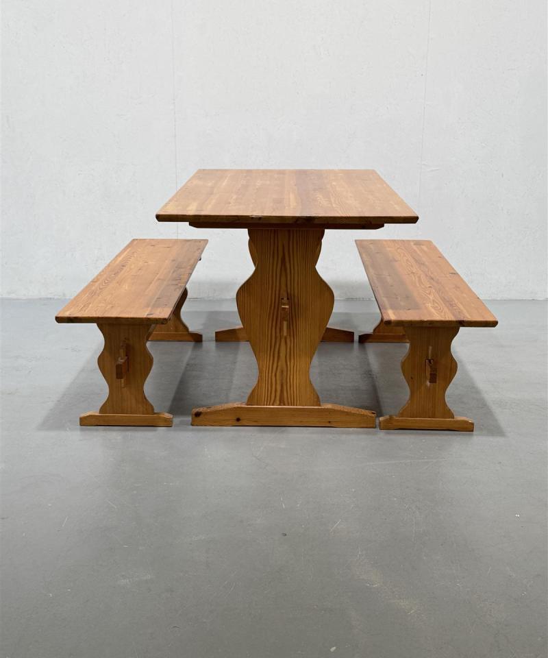 Pirttipöytä 75x140 ja penkit, mänty