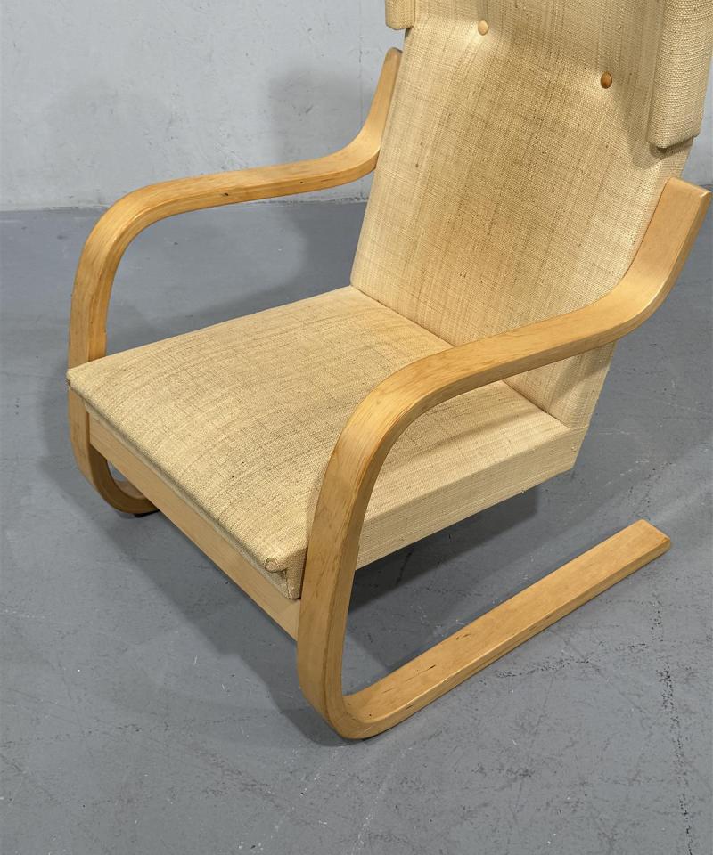 Artek 401 nojatuoli niiniverhoilu 80 luku design Alvar Aalto