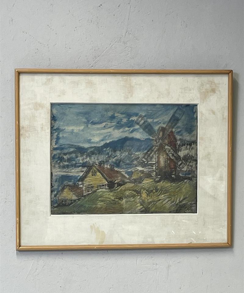 Taulu ”Tuulimylly maisema” värietsaus