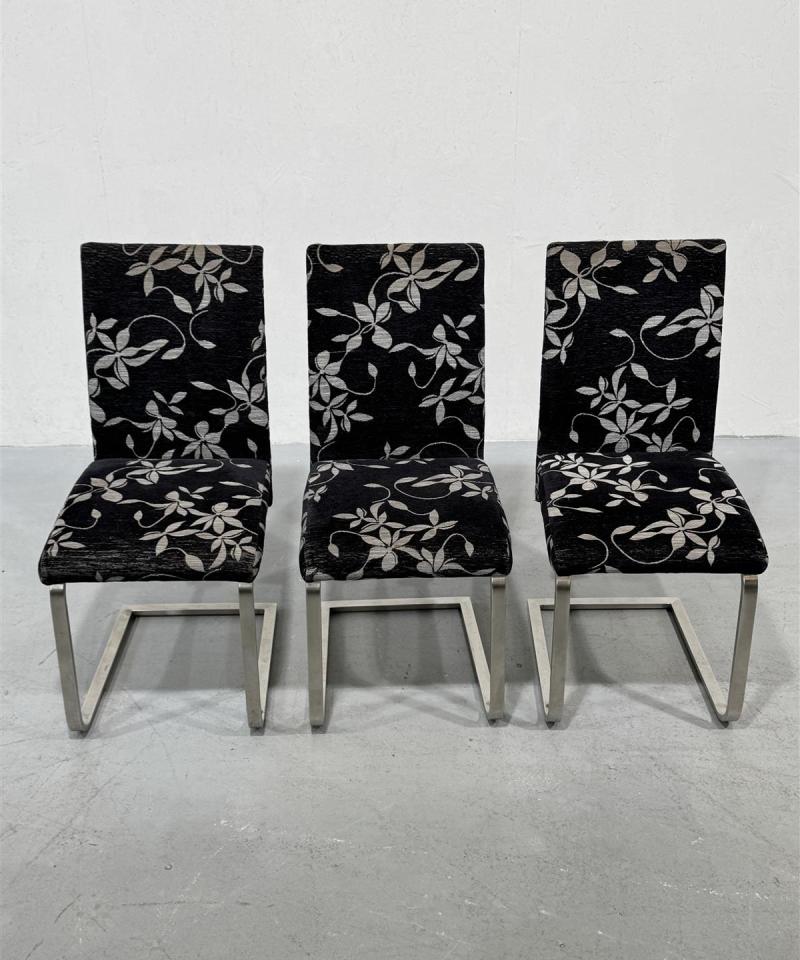 Moderni ruokatuoli, musta kangas (3 kpl)