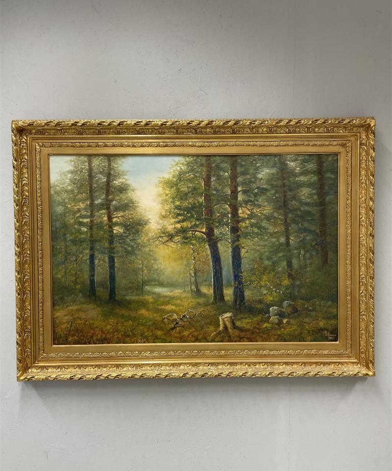Taulu ”Metsämaisema” öljyväri, Pauli Luukkonen