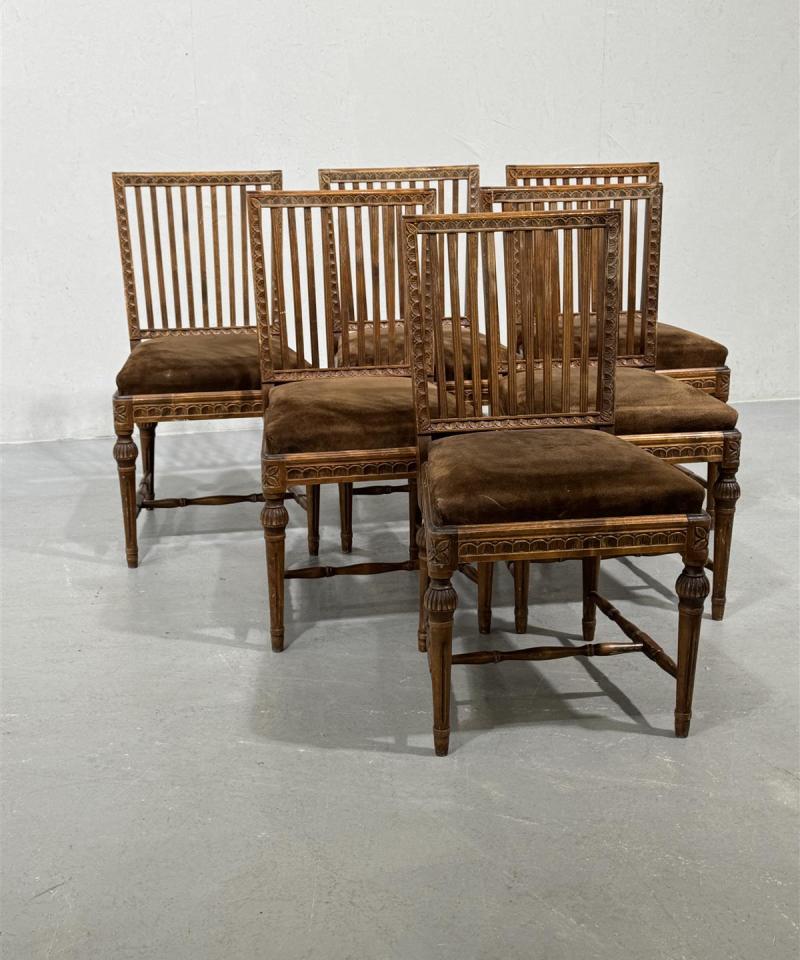 Vintage rokokoo tuolit, ruskea mokka (6 kpl)