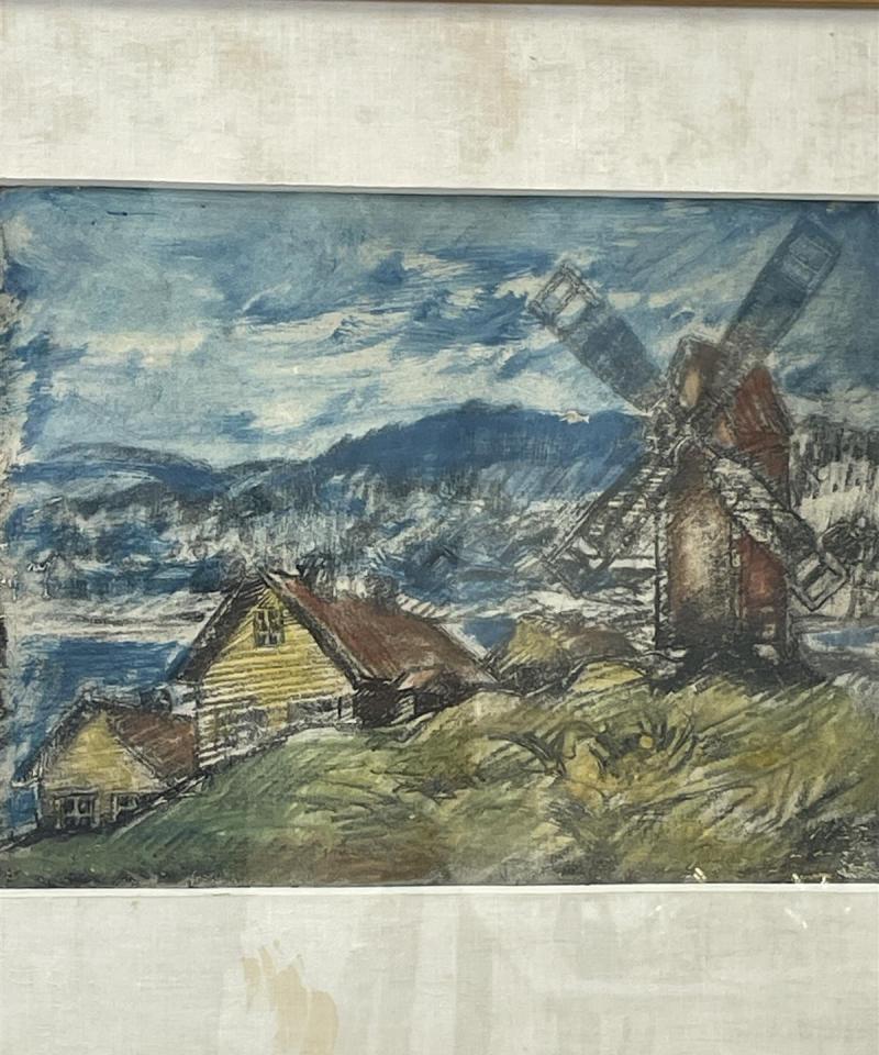 Taulu ”Tuulimylly maisema” värietsaus