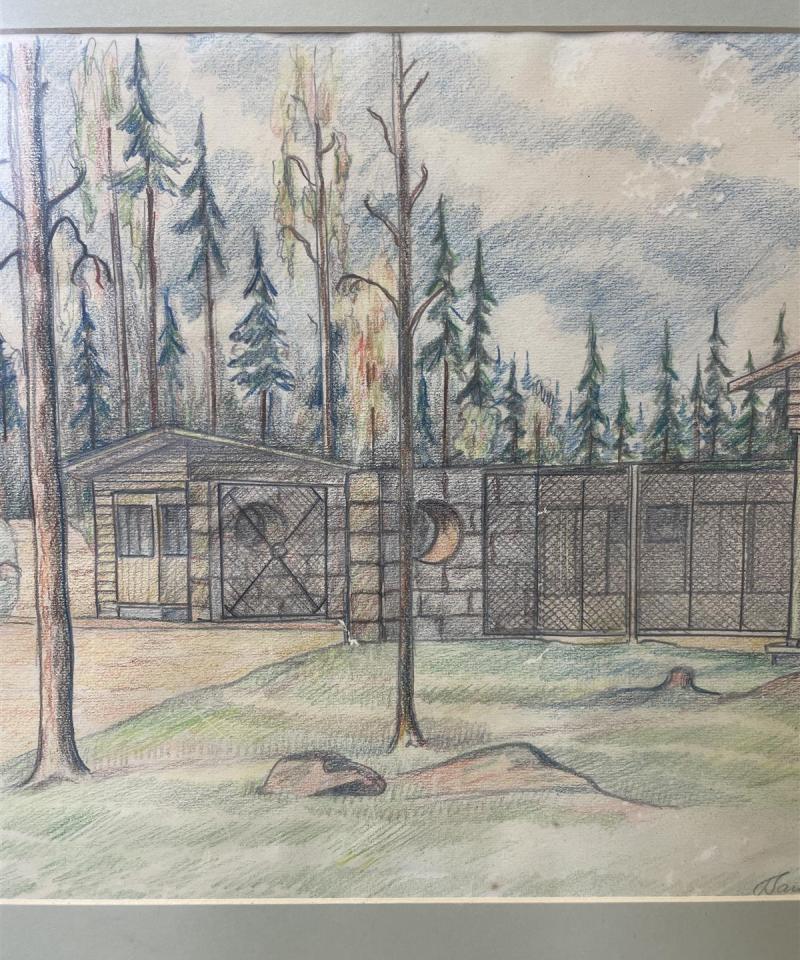 Taulu maisemateos, signeerattu