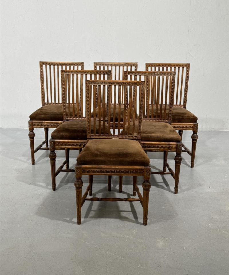 Vintage rokokoo tuolit, ruskea mokka (6 kpl)