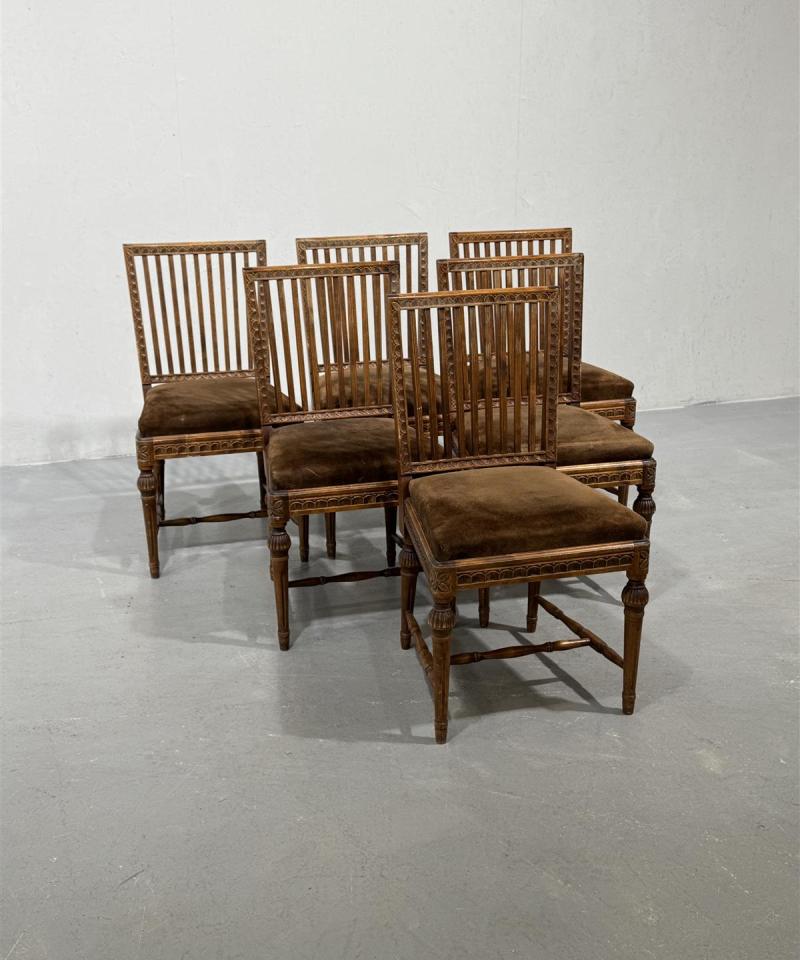 Vintage rokokoo tuolit, ruskea mokka (6 kpl)