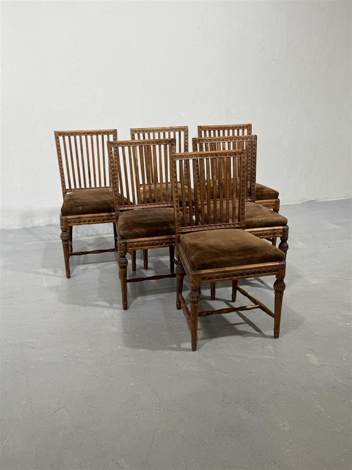 Vintage rokokoo tuolit, ruskea mokka (6 kpl)