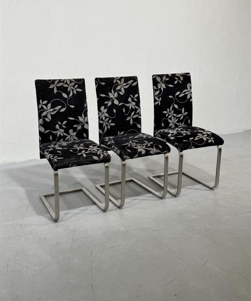 Moderni ruokatuoli, musta kangas (3 kpl)