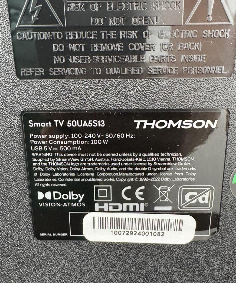Thomson Smart TV 50UA5S13 (käyttämätön)