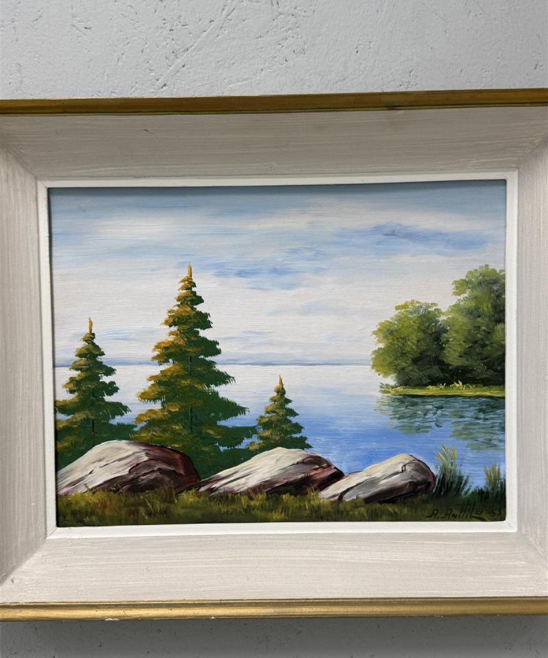 Taulu öljyväri kovapinnalle maisemamaalaus A Anttila