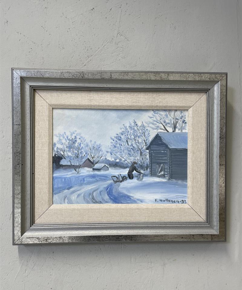 Taulu ”Talvimaisema” öljyväri, P Huttunen -93