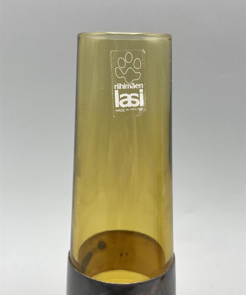 Riihimäen lasi maljakko pari alpakka panta