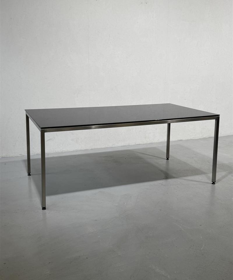 Retro ruokapöytä 180x100, musta lasi