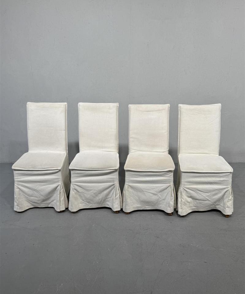 Ruokatuolit, valkoisella helmakankaalla (4 kpl)