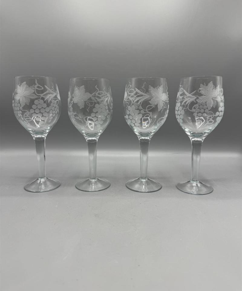 Viinilasi (4 kpl) pintahiottu