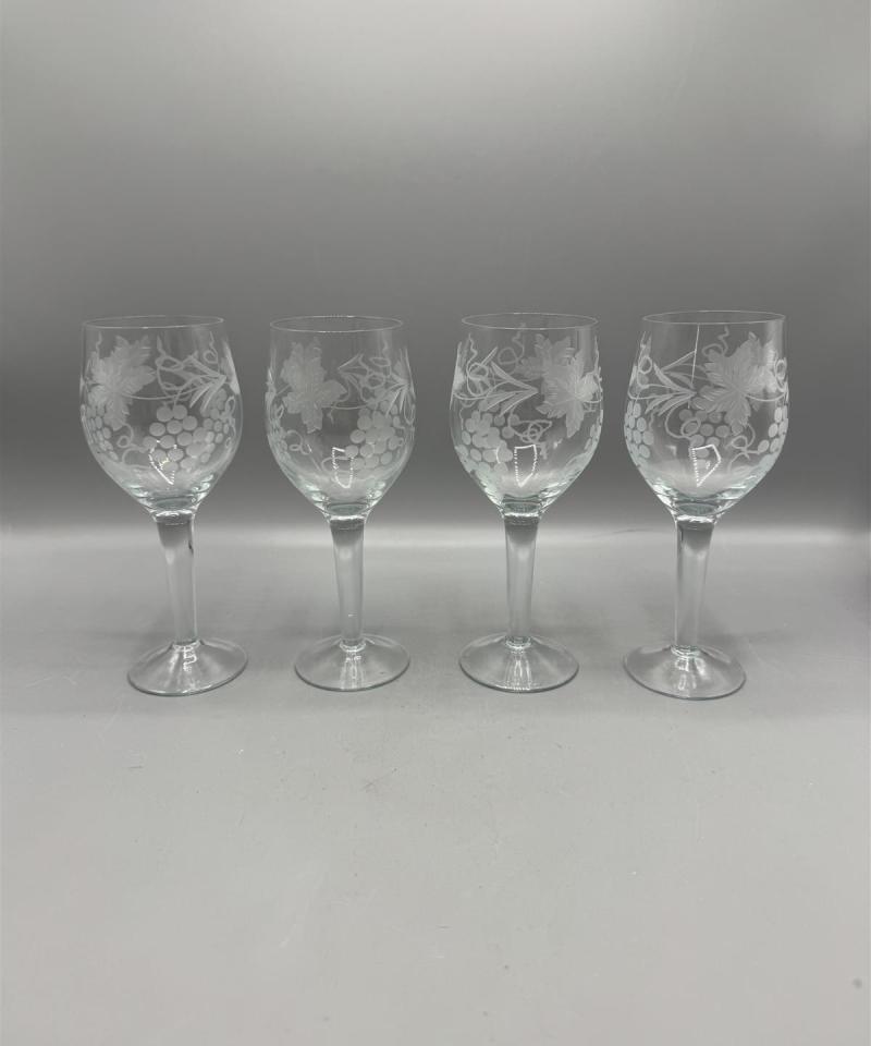 Viinilasi (4 kpl) pintahiottu