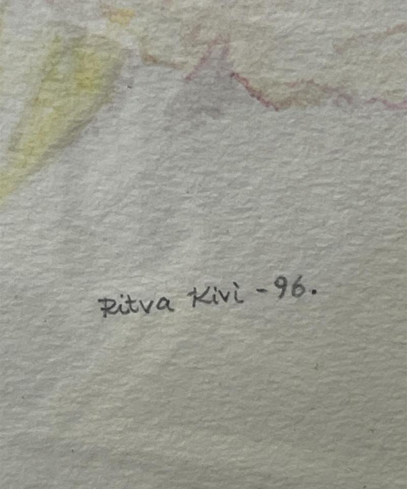 Taulu ”Kukat” vesiväriteos, Ritva Kivi -96