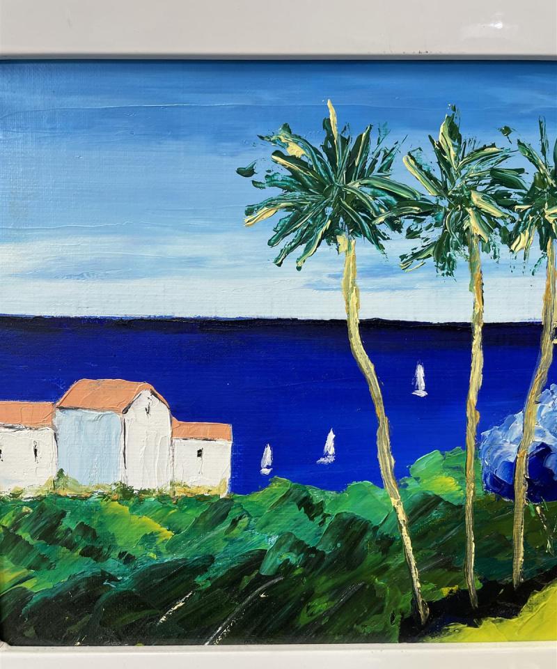 Taulu ”Rantamaisema palmut” öljyvärimaalaus