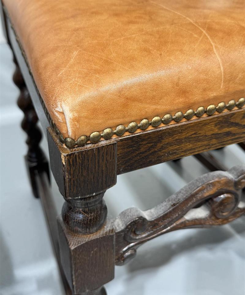 Barokki ruokatuoli (4 kpl) nahkaverhoilulla