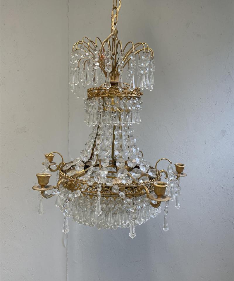 Vintage Kristallikruunu 5 valopistettä, 5 kynttiläpistettä