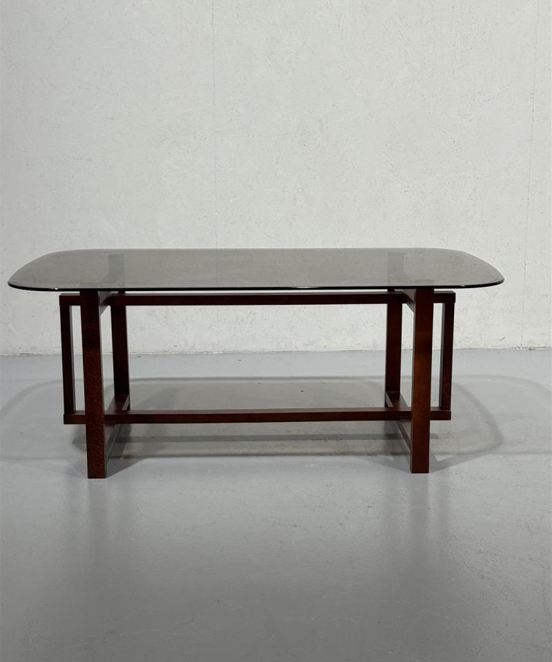 Vintage sohvapöytä 130x80 savulasi