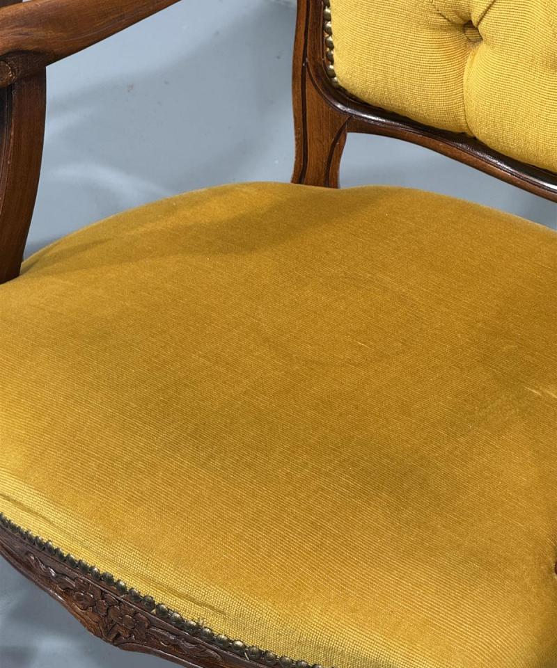 Vintage rokokoo nojatuolit, keltainen (2 kpl)