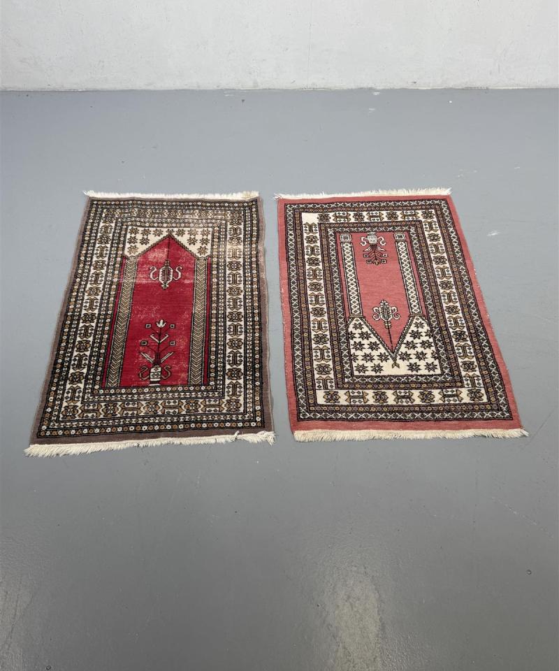 Vintage itämainen matto, punainen (2 kpl)