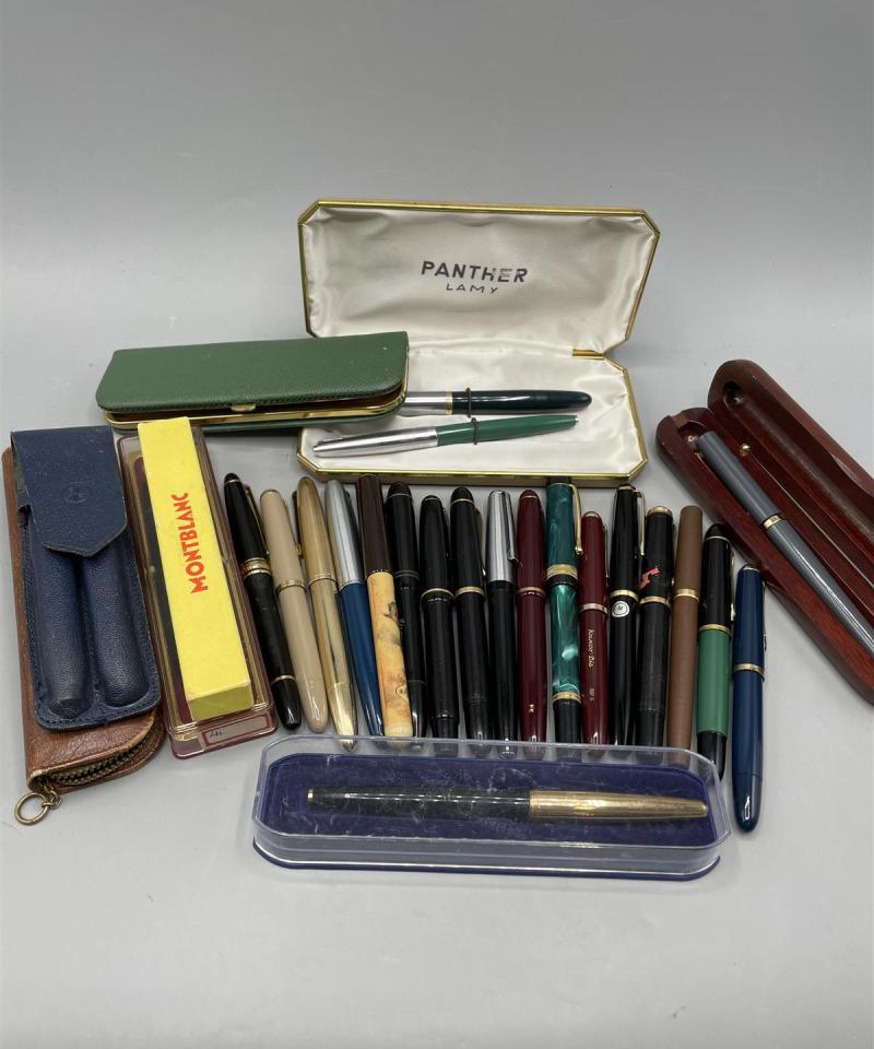 Vintage mustekynät kokoelma 27kpl, kulta terät