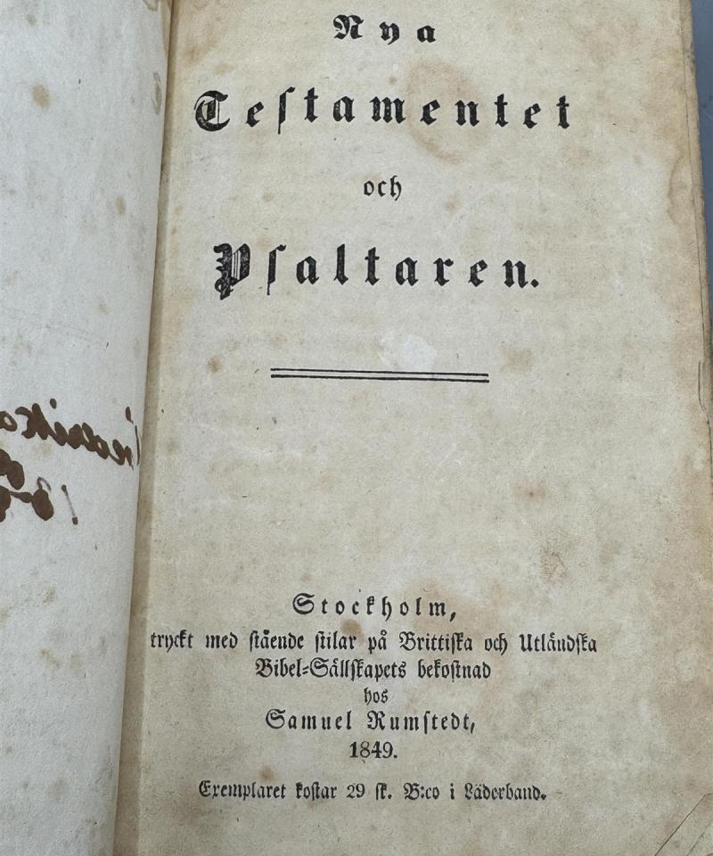 Nya Testamentet ja Psalter, kirjat 1800 luku