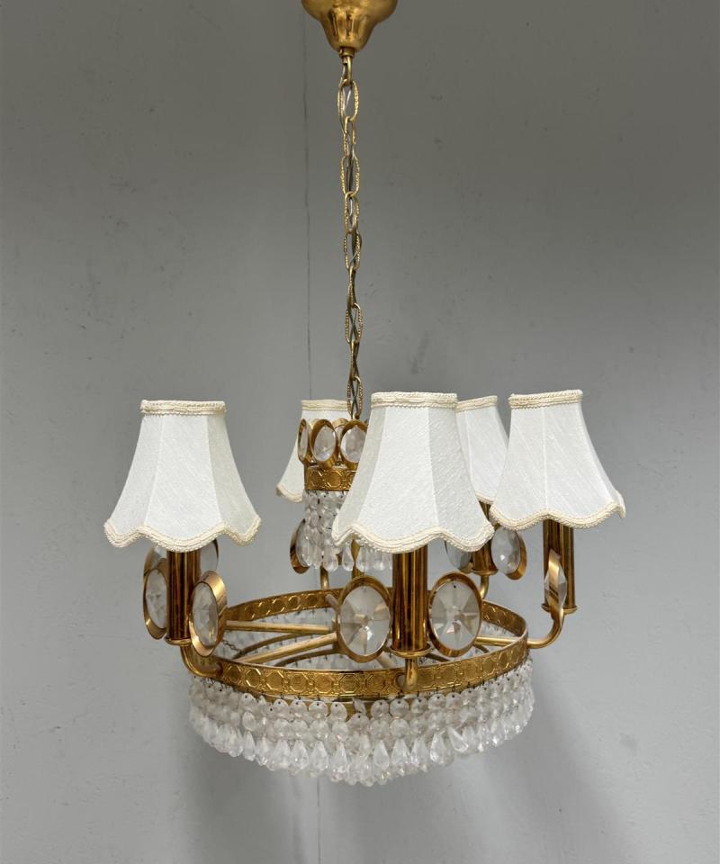 Kattokruunu kristalli ja messinki