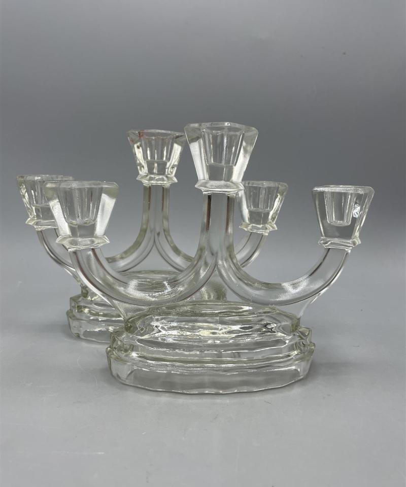 Vintage Riihimäen lasi kynttilänjalka pari