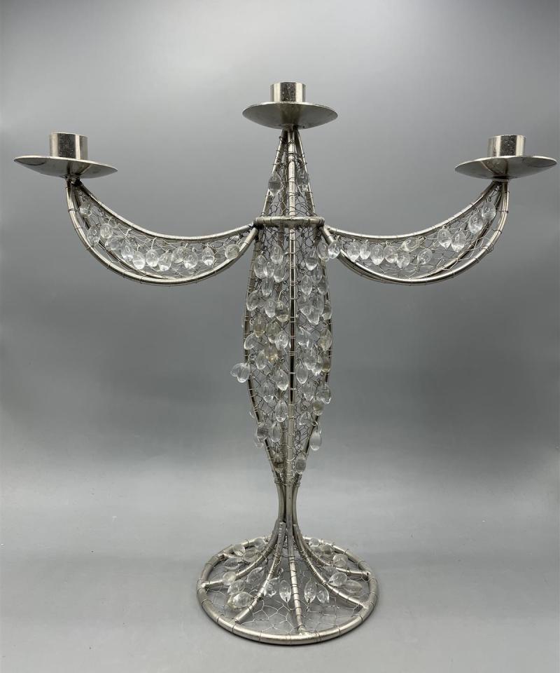 Kynttilänjalka metallia ja lasia