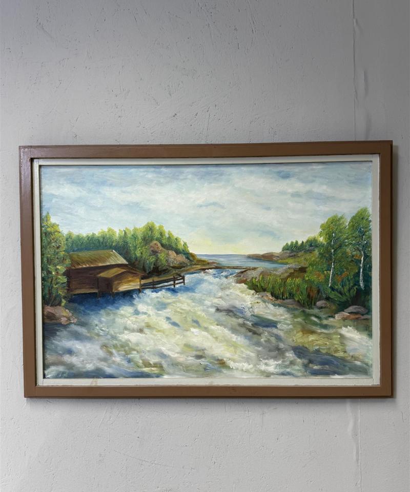 Taulu öljyvärimaalaus maisema Mäki 1978