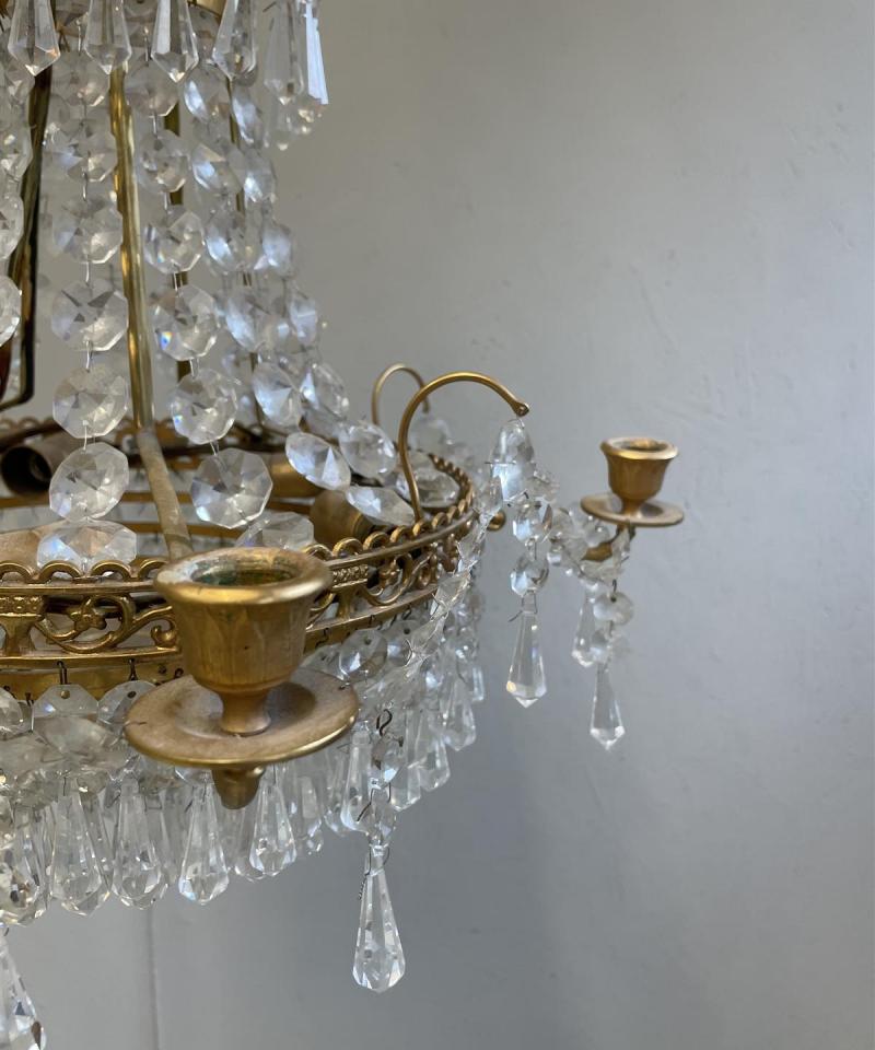 Vintage Kristallikruunu 5 valopistettä, 5 kynttiläpistettä