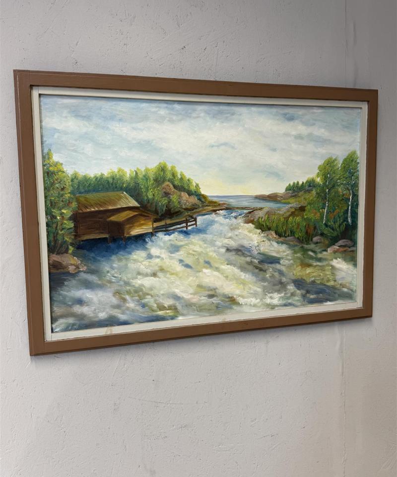 Taulu öljyvärimaalaus maisema Mäki 1978