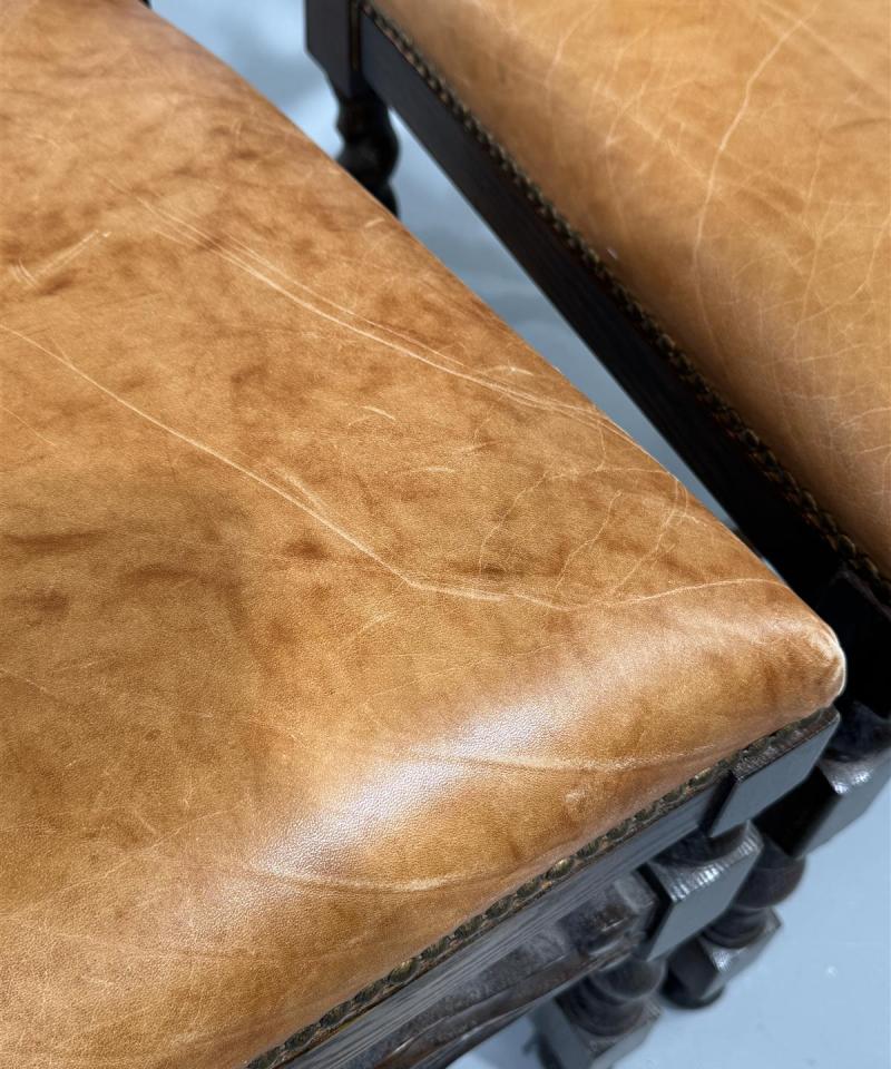 Barokki ruokatuoli (4 kpl) nahkaverhoilulla