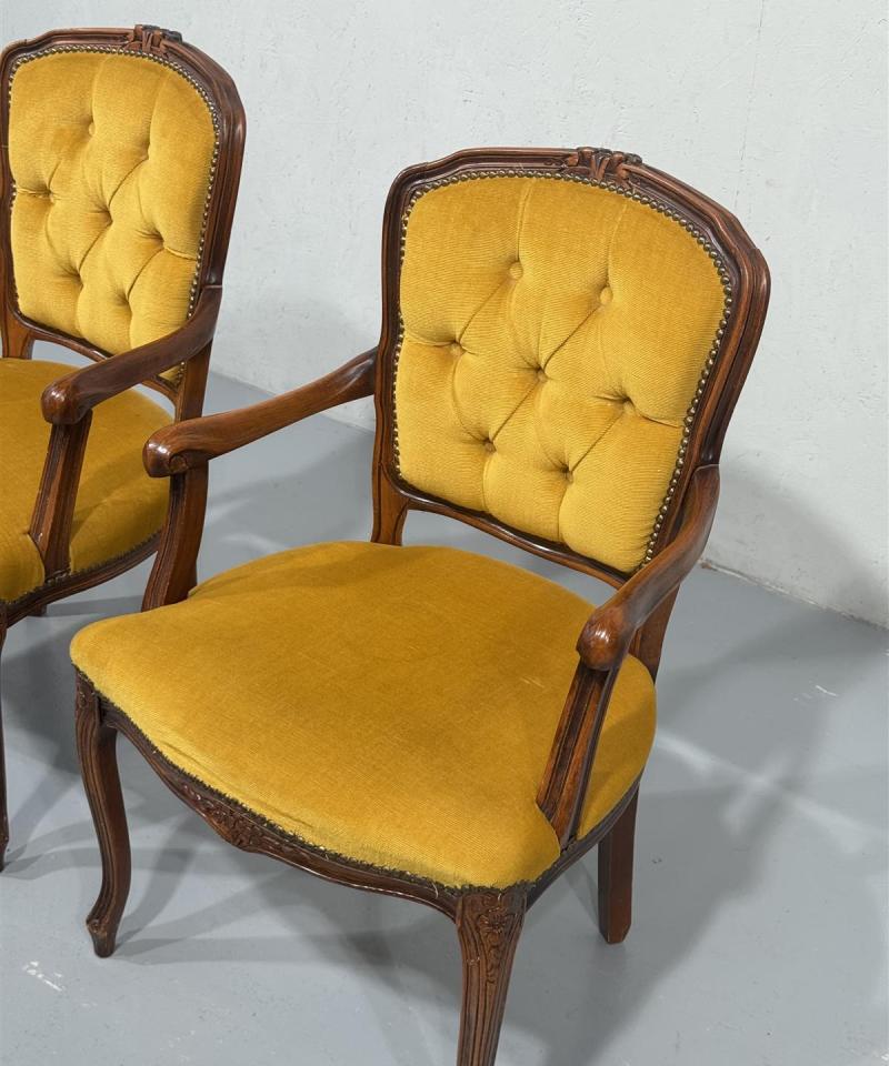 Vintage rokokoo nojatuolit, keltainen (2 kpl)