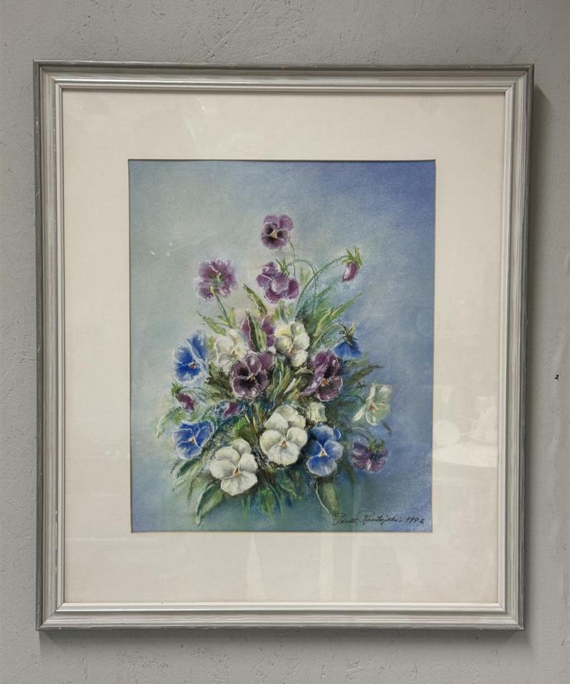Taulu pastelli kukkia Pentti Rautajoki 1992