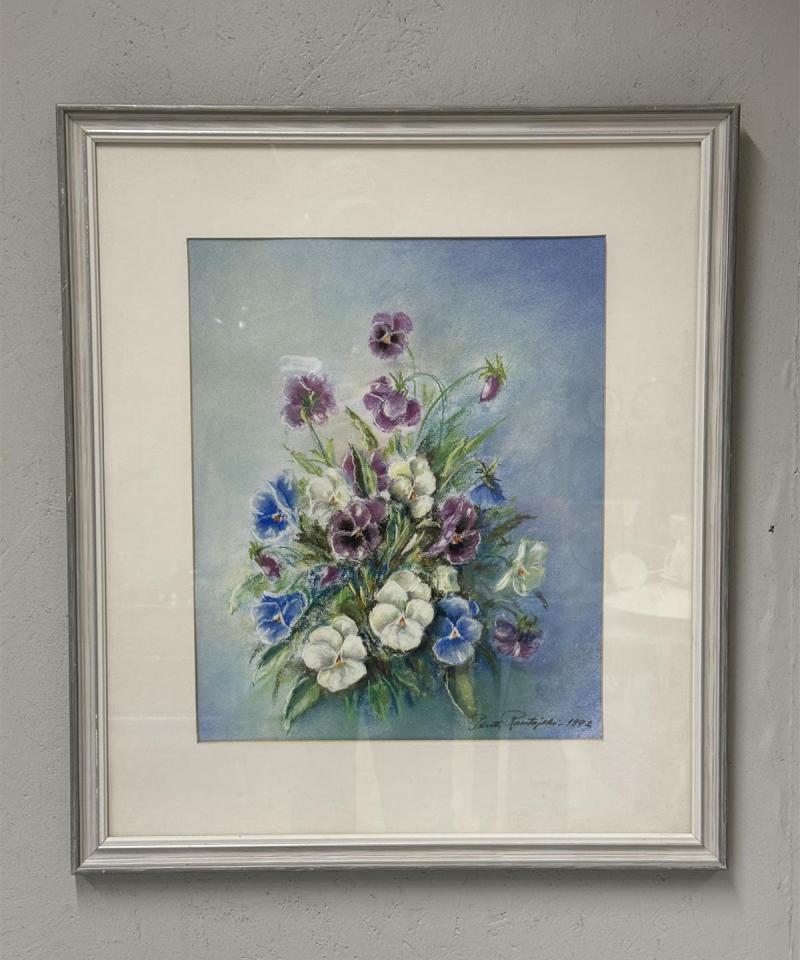 Taulu pastelli kukkia Pentti Rautajoki 1992