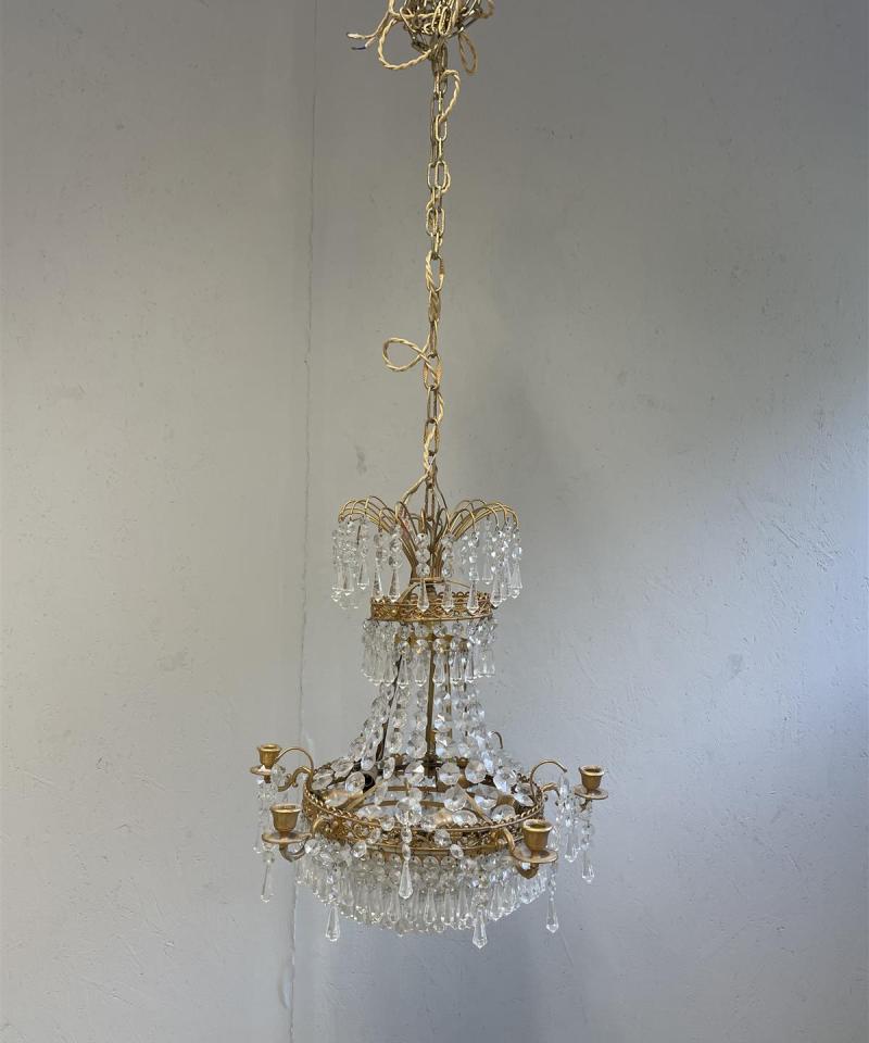 Vintage Kristallikruunu 5 valopistettä, 5 kynttiläpistettä