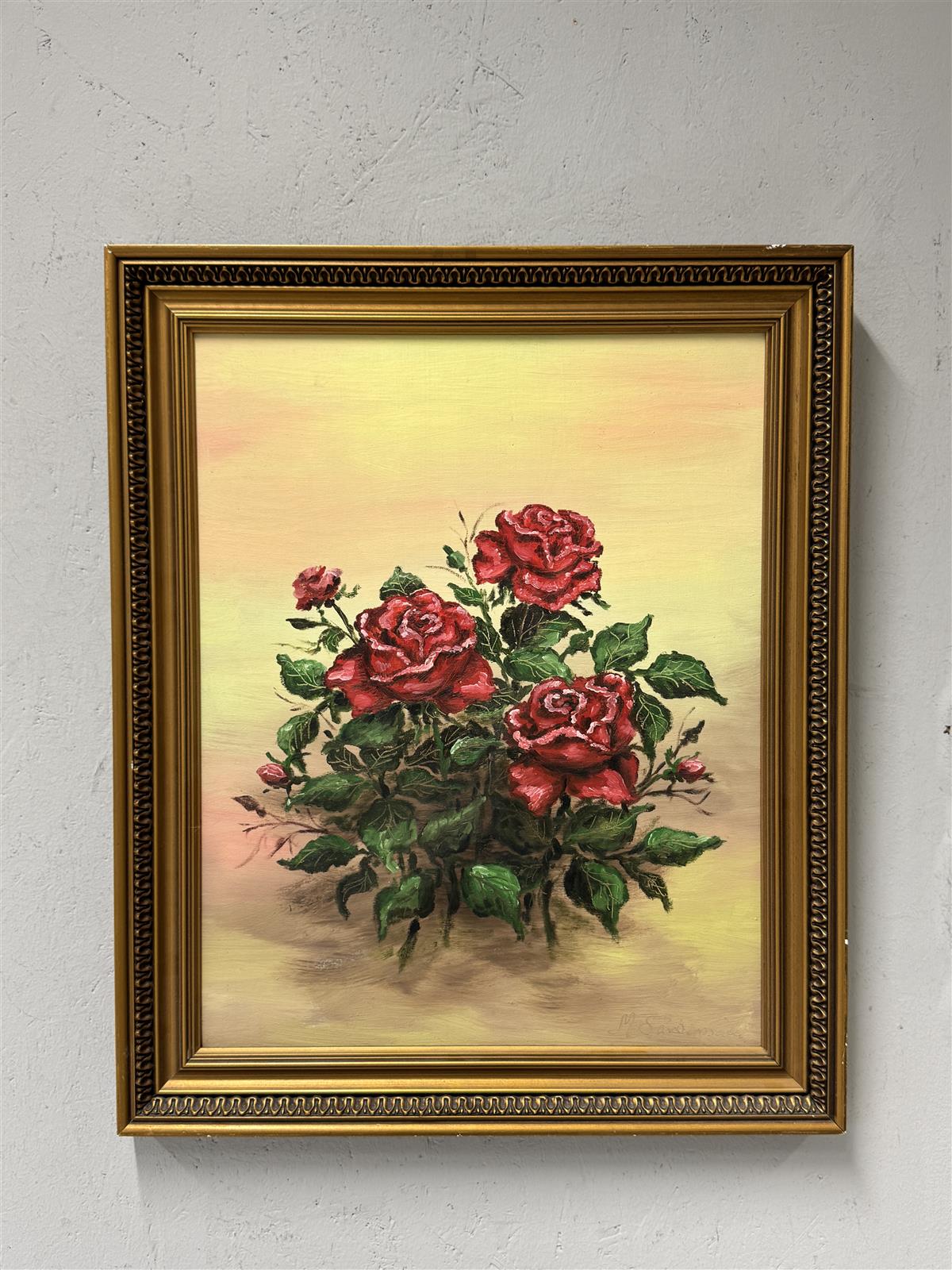 Taulu öljyvärimaalaus ruusut Maija Särkimäki