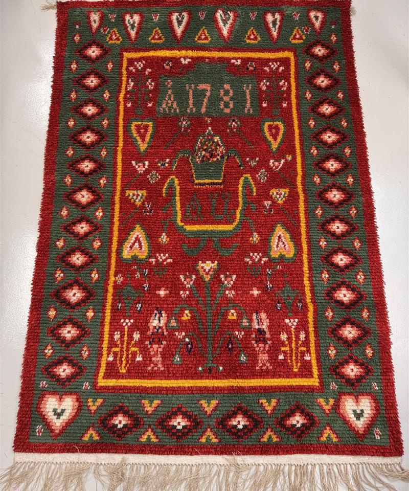 Käsinkudottu ryijymatto 142x198