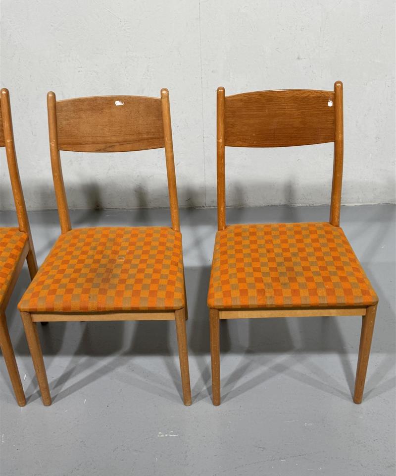 Asko vintage tuoli, puu ja oranssi (3 kpl)