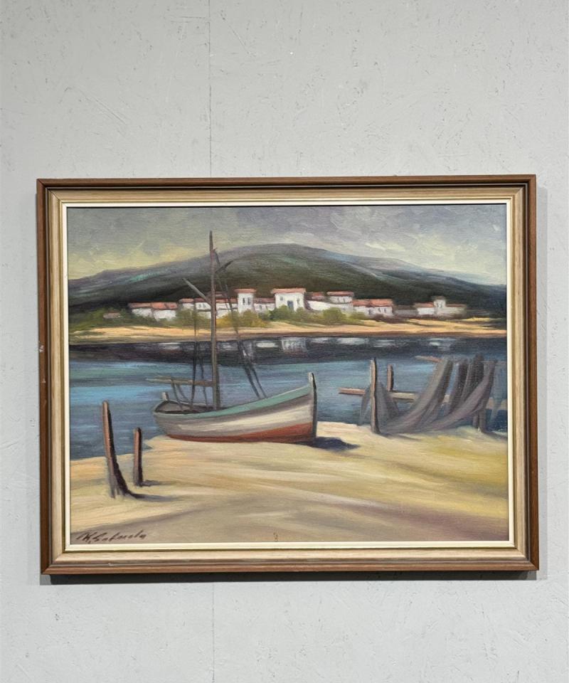 Taulu öljyvärimaalaus maisema tunnistamaton