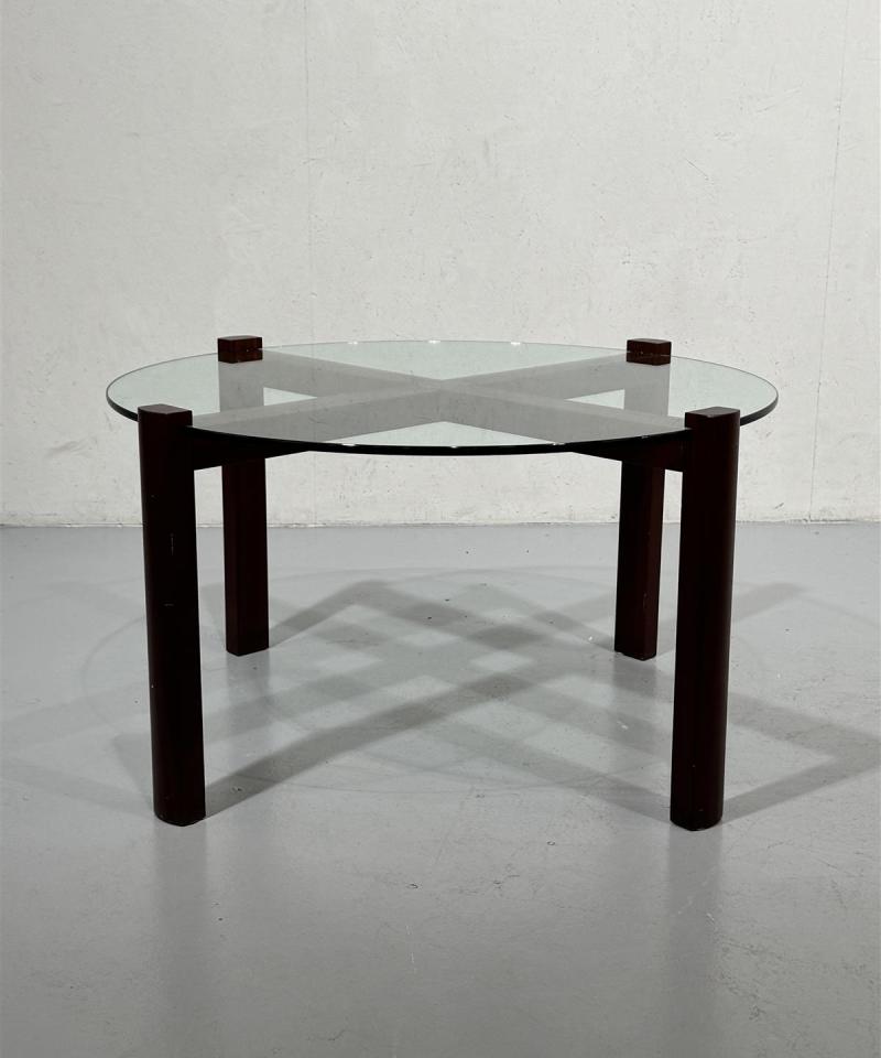 Vintage sohvapöytä 100cm lasitasolla