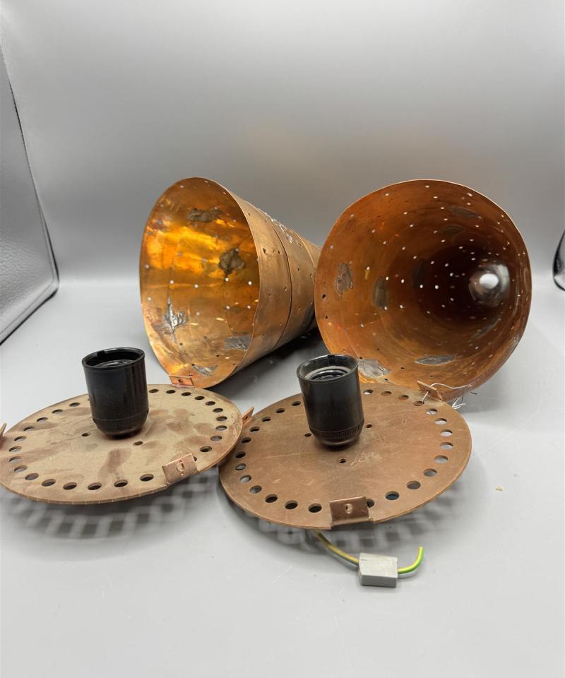 Vintage kuparikartio valaisimet (2 kpl)