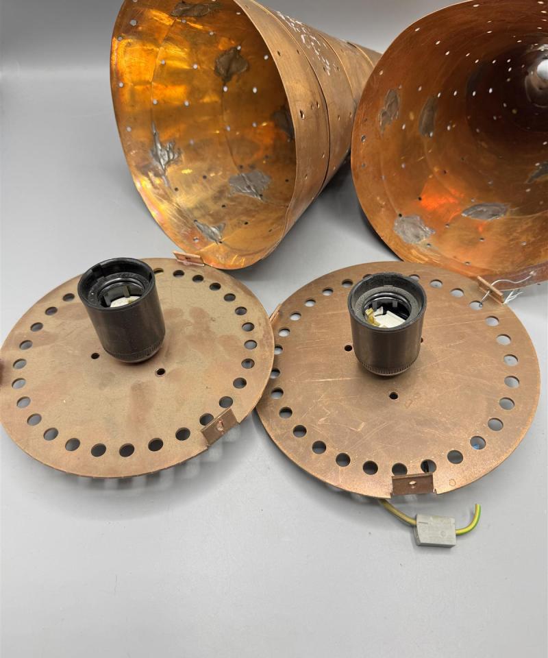 Vintage kuparikartio valaisimet (2 kpl)